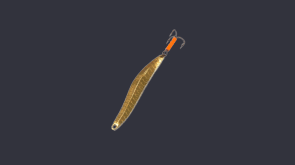 Narrow Spoon 7g #1/0 lure in Fishing Planet Level 5 spinning setup for Largemouth Bass and Grass Pickerel at Lonestar Lake and Mudwater River