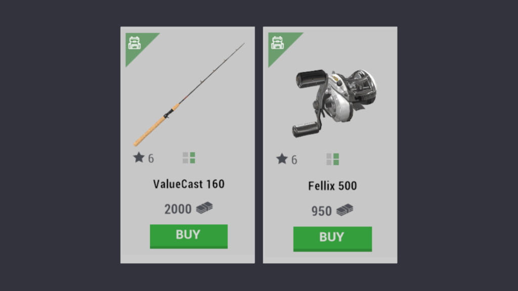 ValueCast 160 casting rod and Fellix 500 baitcasting reel for Fishing Planet Level 6 casting setup