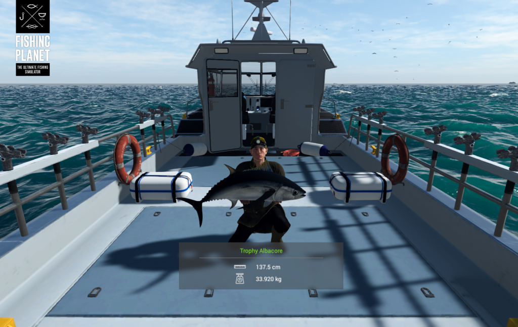 Albacore on the hook beside the reel in Fishing Planet at Kaiji No Ri