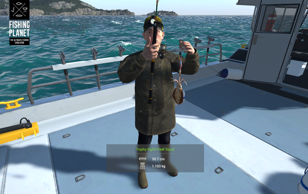 Bigfin Reef Squid hanging boatside in Fishing Planet at Kaiji No Ri