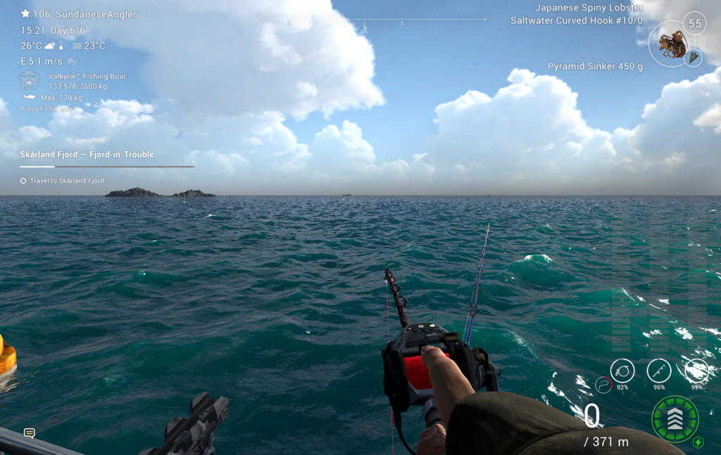 Bottom rig for Giant Grouper in Fishing Planet with X Heavy rod, hook 11/0, and Japanese Spiny Lobster bait