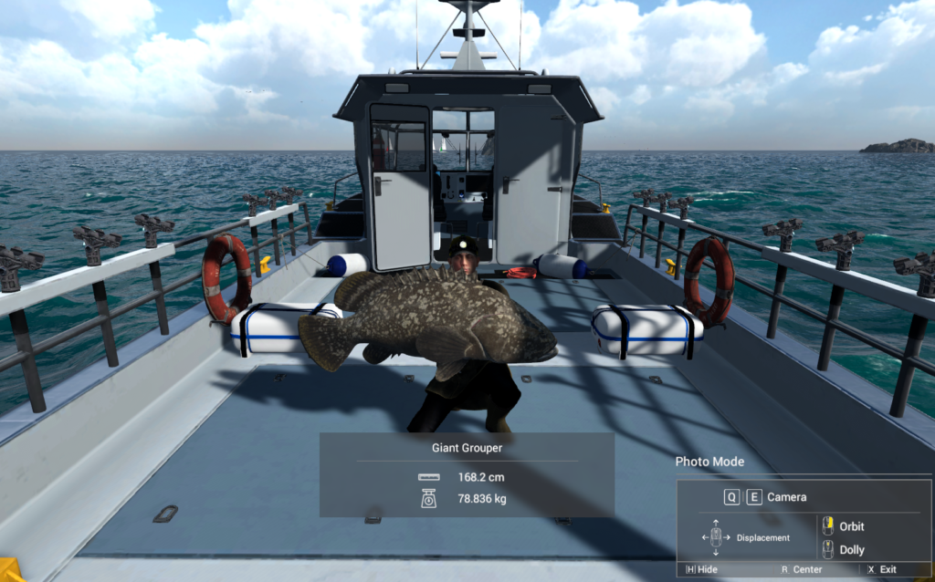 Giant Grouper catch in Fishing Planet photo mode at Kaiji No Ri with weight and length