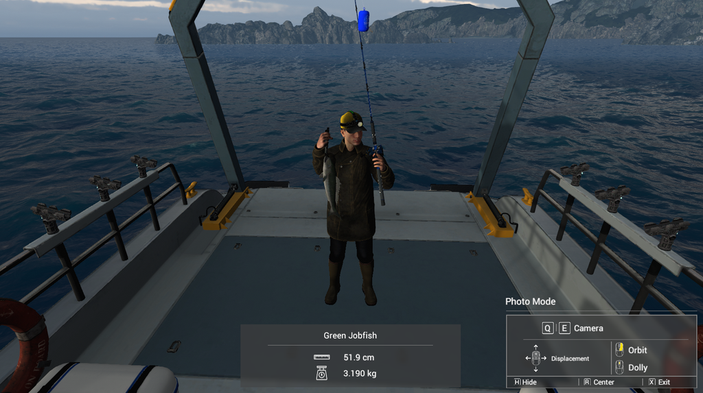 Green Jobfish held on the boat deck at Kaiji No Ri in Fishing Planet, 51.9 cm and 3.190 kg