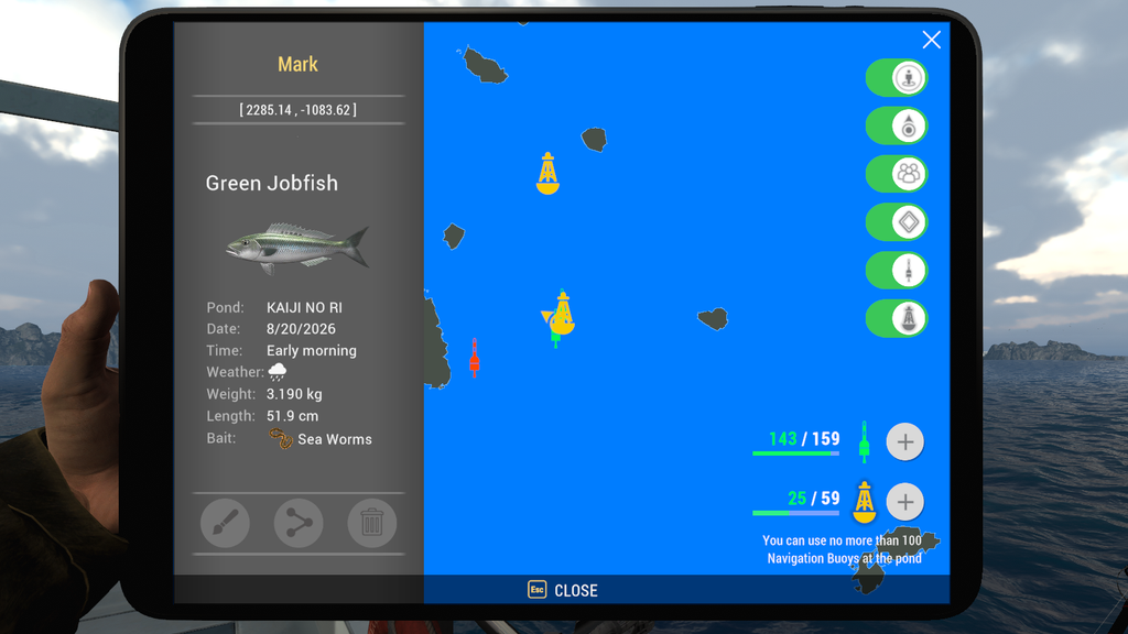 Kaiji No Ri map showing Green Jobfish catch location in Fishing Planet
