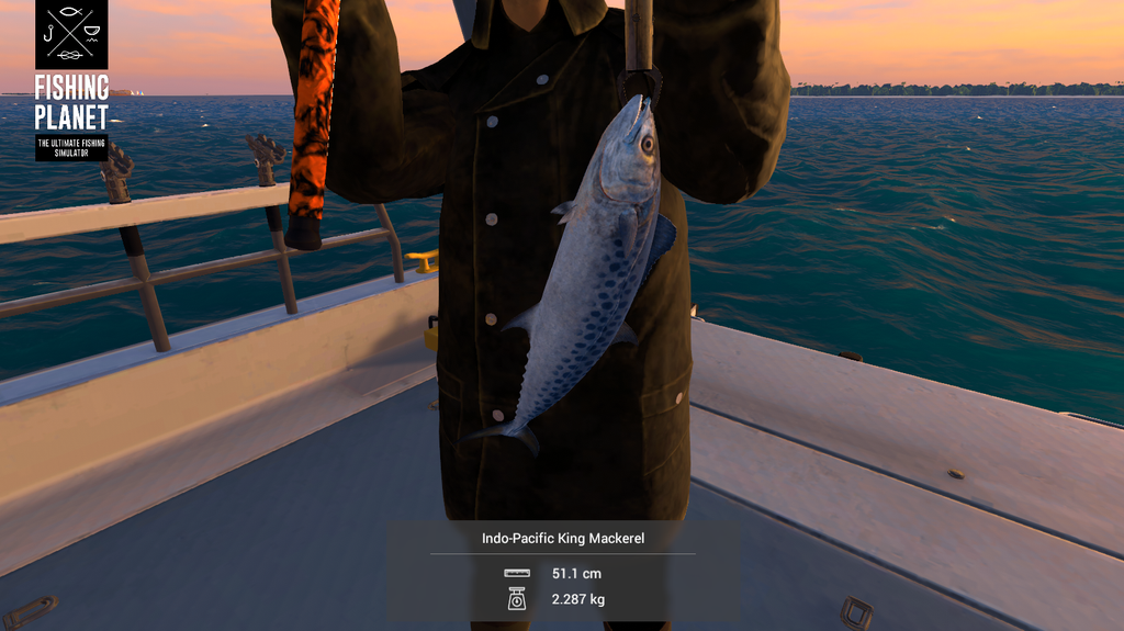 Indo-Pacific King Mackerel held on the boat deck at Noomaa Kuda Atholhu in Fishing Planet, 51.1 cm and 2.287 kg