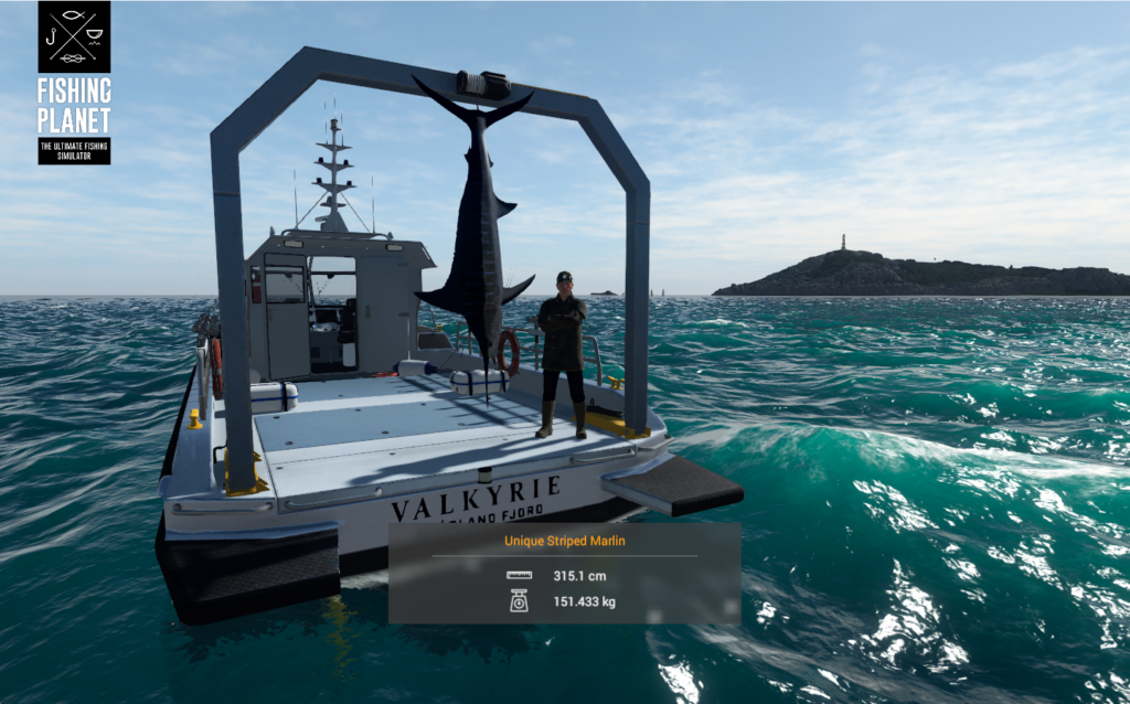 Unique Striped Marlin 151 kg on the Valkyrie deck in Fishing Planet at Kaiji No Ri Japan