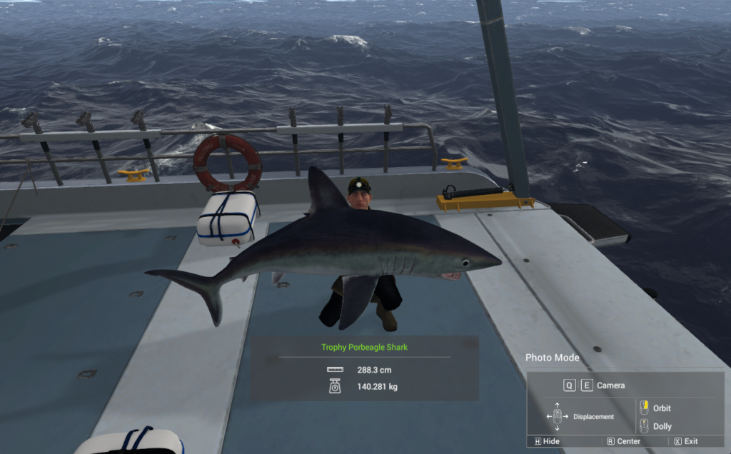 Trophy Porbeagle Shark 140 kg 288 cm in Fishing Planet photo mode at Skarland Fjord