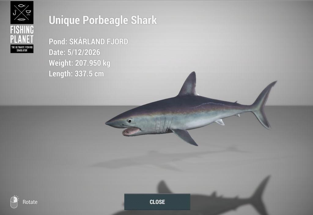 Porbeagle Shark 3D model in Fishing Planet at Skarland Fjord